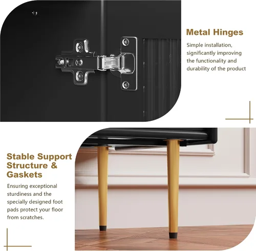 Miniatura 6 de ARTPOWER Soporte de TV moderno de 60" para televisores de 55/60/65 pulgadas, mesa de consola de TV con puertas de vidrio y cajones, centro