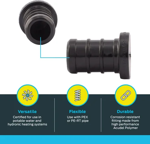 Miniatura 3 de SharkBite Enchufe de crimpado de polietileno de 1/2 pulgada, paquete de 5, tubo PEX, PE-RT, UP514A5