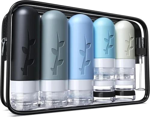 Aeomni Juego de 19 botellas de viaje - Opciones de color, Gris, Botella de viaje