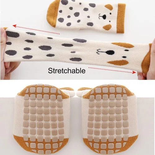 Miniatura 5 de Exegawe Calcetines antideslizantes para bebé 5 pares de calcetines gruesos y cálidos con agarres para niñas y niños calcetines antideslizantes