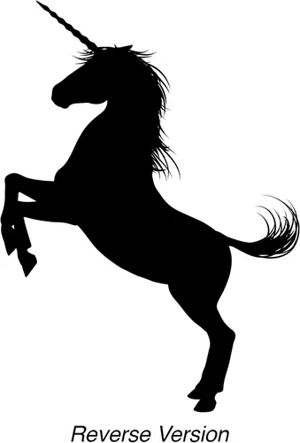 Calcomanía de pared de unicornio. Color negro, grande 45 pulgadas de alto x 33 pulgadas de ancho. Diseño de silueta de fantasía para decoración de