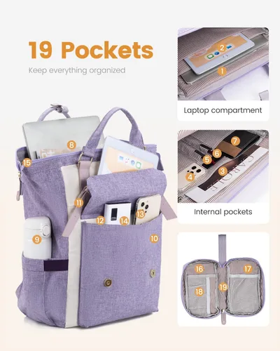 Miniatura 3 de Mochila para portátil para mujeres y hombres, mochila de viaje, mochila para estudiantes y trabajo, mochila para la universidad y la escuela