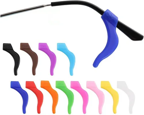 OPUGIT Gancho antideslizante para orejas de gafas de 12 colores, fundas de silicona suave para orejas, retenedor de gafas para niños y adultos