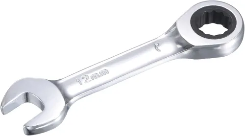 uxcell Llave combinada de trinquete rechoncha de 0.472 in métrica 72 dientes 12 herramientas terminadas en caja de puntos, CR-V