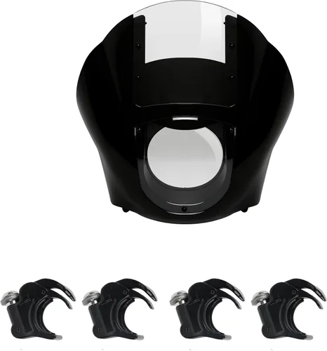 Miniatura 16 de XFMT Carenado frontal desmontable de cuarto para motocicleta con parabrisas antiniebla y abrazaderas de montaje negro de 49 mm para Harley Sportster