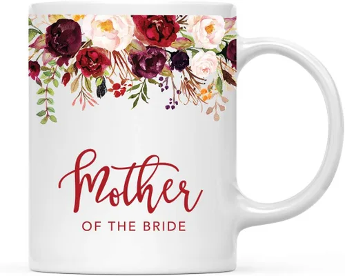 Miniatura 19 de Andaz Press Taza de té de cerámica para el día de la madre, regalo de 9.5 fl oz, otoño, marsala, flores burdeos, rosas, flores, tía, 1 paquete