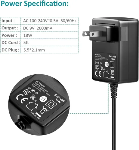 Miniatura 4 de Adaptador de CA universal 9V 2A Fuente de alimentación DC 9V Cable de alimentación 9 V 9 voltios 1.8A 1.5A 1A cargador convertidor inversor con 6