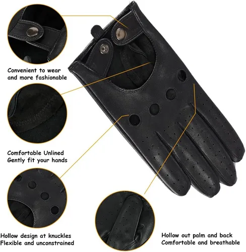 Miniatura 4 de MGGMOKAY Guantes de conducción de cuero con pantalla táctil sin forro para hombre