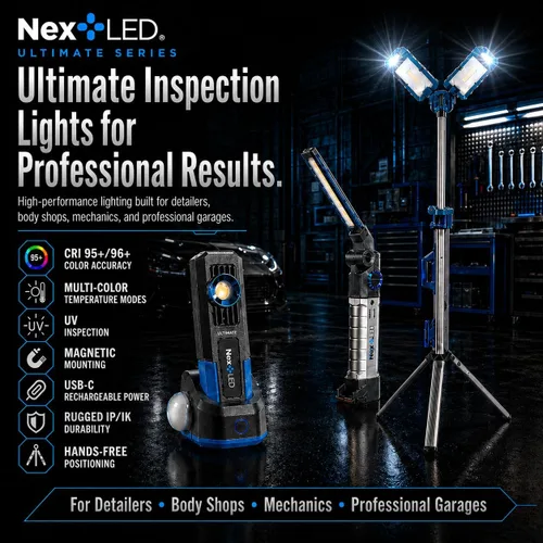 Miniatura 9 de NextLED Ultimate NT-6926M - Luz de trabajo de trípode resistente con cabezal de lámpara magnética desmontable, 6000 lúmenes, temperatura