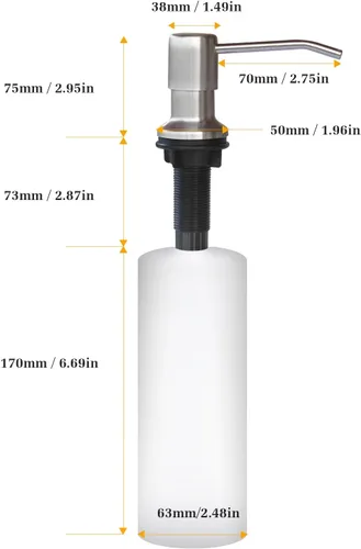 Miniatura 6 de Dispensador de jabón para fregadero de cocina, dispensador de jabón integrado con botella de 17 onzas, repuesto del dispensador de jabón para Níquel