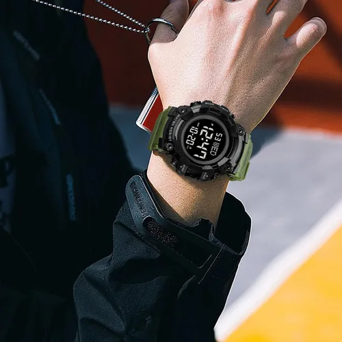 Miniatura 6 de Fanmis Reloj digital digital multifunción para hombre, electrónico, impermeable, con alarma, reloj deportivo de cuarzo, Azul Patchwork