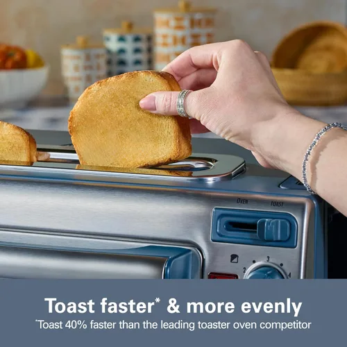 Miniatura 4 de Hamilton Beach Horno tostador de encimera 2 en 1 y tostadora de 2 rebanadas de ranura larga, temporizador de 60 minutos y apagado automático