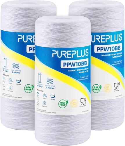Miniatura 9 de PUREPLUS 1 Micron 10 x 4.5 Whole House String Wound Sediment Filter for Well Water, Replacement Cartridge for 84637, WPX5BB97P, PC10, CW5-BBS