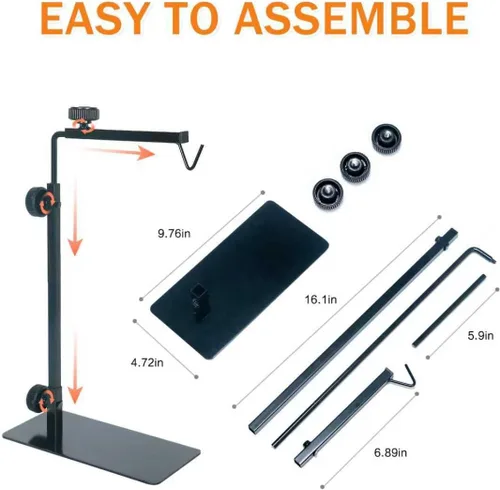 Miniatura 3 de Soporte de lámpara de reptil de metal ajustable de 13 a 29 pulgadas, soporte de luz de suelo versátil para lámparas de calor de terrario y pantallas