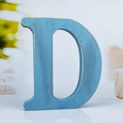 Miniatura 11 de Letras de madera azul rústica de 6 pulgadas, letras de madera sin terminar para decoración de pared, letras azules retro de pie, decoración