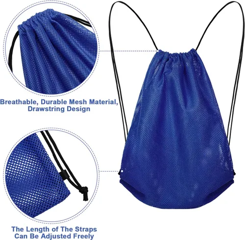 Miniatura 3 de Mochila con cordón de malla Bolsa de malla multifunción para natación, gimnasio, ropa, Azul oscuro, Viajar