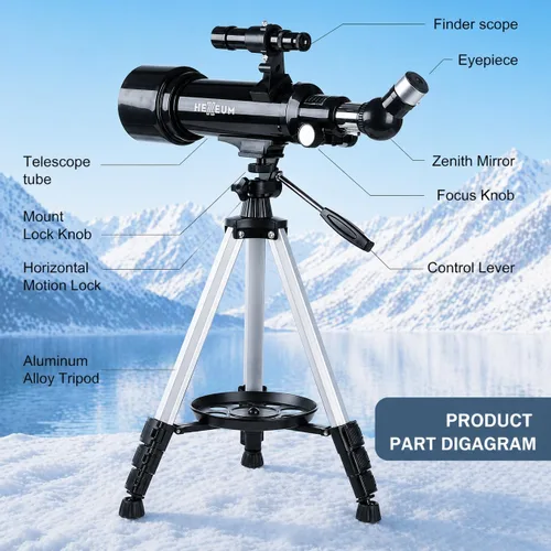Miniatura 5 de Telescopio 70mm Apertura 500mm - para niños y adultos, telescopios refractores astronómicos de montaje AZ con óptica de revestimiento múltiple