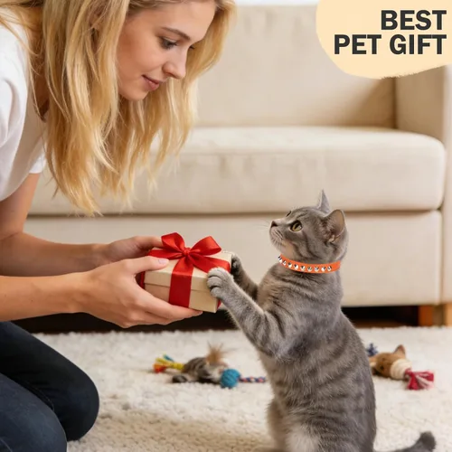 Miniatura 6 de Collares de Cuero para Gatos Niño Niña con Campana y Cinturón Elástico de Seguridad, Remaches Personalizados con Tachuelas Collar de Hebilla Segura