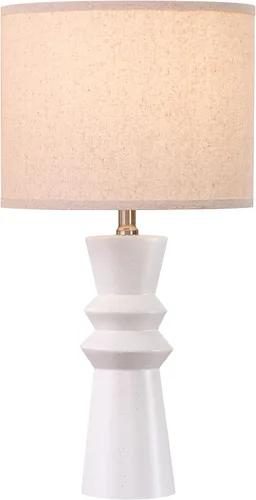 Miniatura 7 de Juego de 2 lámparas de mesa minimalistas de cerámica blanca de 24.75 pulgadas, lámpara de mesa auxiliar moderna Neutral White Lamps Set of 2, For
