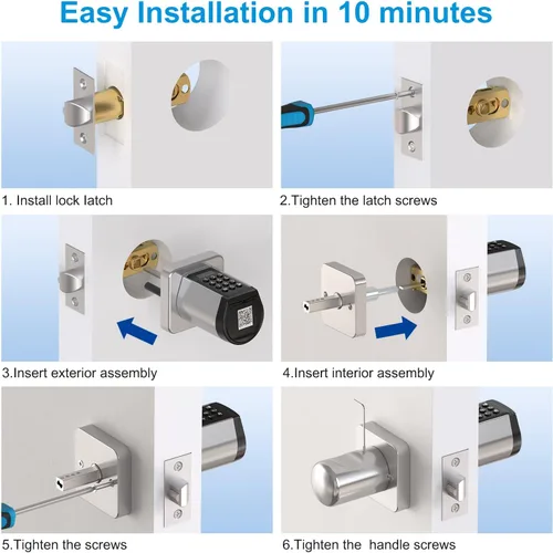 Miniatura 4 de WELOCK Cerradura Inteligente WiFi para Puerta, Perilla de Entrada sin Llave 5 en 1 con Seguridad de Bloqueo Automático, Control de Aplicación