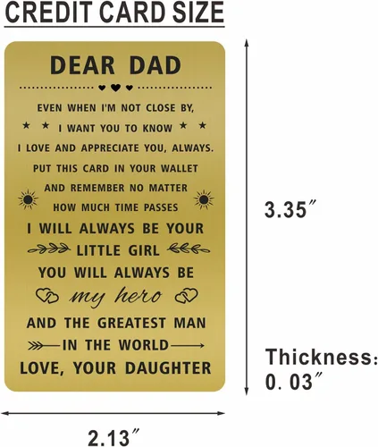 Miniatura 2 de SOUSYOKYO Tarjeta de regalo para el día del padre de parte de la hija, tarjeta de latón personalizada para papá para hombres cosas significativas