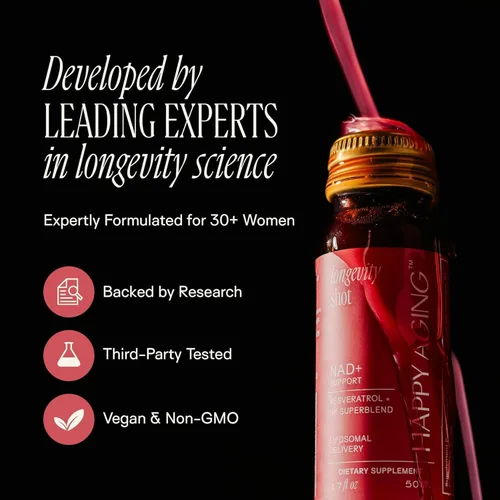 Miniatura 5 de Happy Aging Suplemento líquido NAD+ para mujeres Ribosida liposomal de nicotinamida y resveratrol inyecciones para energía, salud de la piel