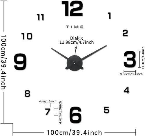 Miniatura 3 de Reloj de pared grande de bricolaje, espejo 3D, moderno, digital, de pared, decorativo, para el hogar, sala de estar, dormitorio, oficina, decoración