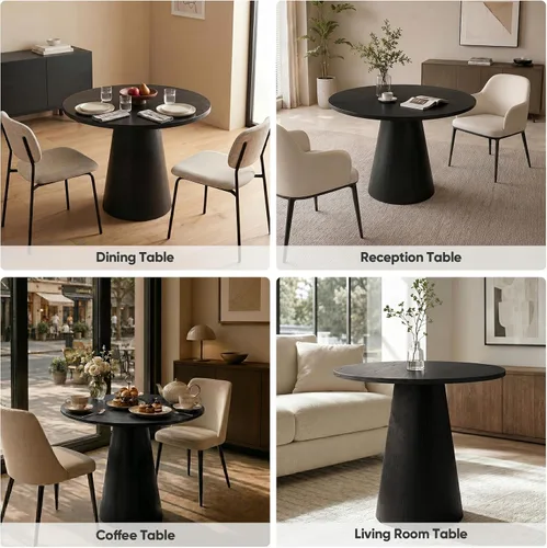 Miniatura 8 de Mesa de comedor redonda de madera para 2-4, moderna mesa de cocina de granja, mesas de comedor circulares pequeñas de 35 pulgadas con pedestal