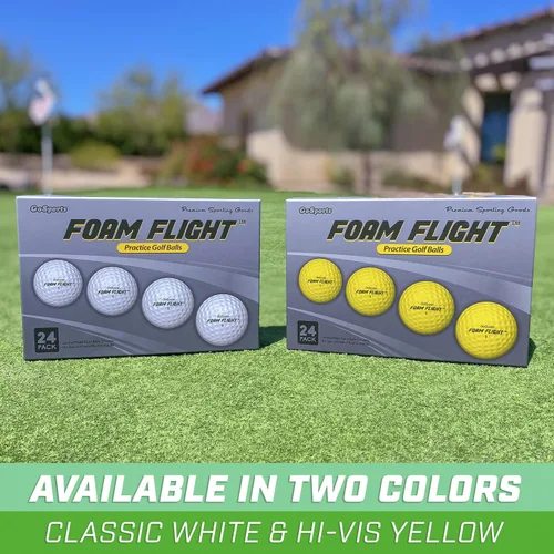 Miniatura 7 de GoSports Pelotas de golf de práctica de vuelo de espuma, elige blanco o amarillo, paquete de 24 pelotas de entrenamiento de vuelo limitado