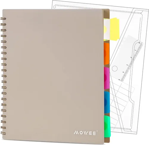 Miniatura 27 de Cuaderno de 5 materias – Cuaderno de espiral, cuaderno de rayas universitarias con bolsillo divisor, pestañas, regla de 11 pulgadas, 200 páginas