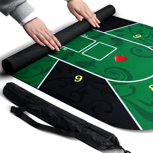 Tapete de póquer Texas Hold'Em de 47 x 24 pulgadas, portátil, de goma, impermeable, reducción de ruido, adecuado para cualquier juego de mesa, bolsa