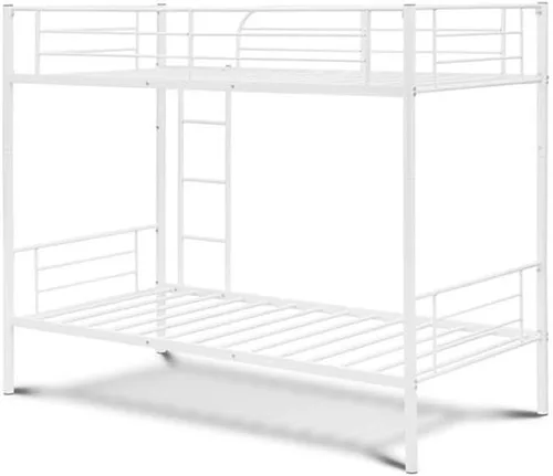 Miniatura 4 de East West Furniture DAT0WHI Danbury - Litera individual – Dos camas de metal separadas y escalera con tres escalones y barandillas – Litera