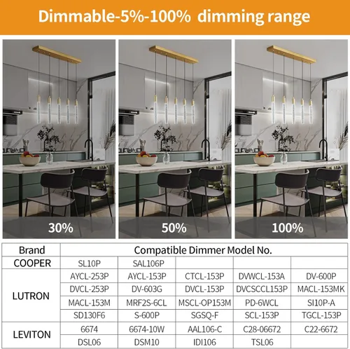 Miniatura 5 de Iluminación de Isla de Cocina Accesorio de Luz Moderna Lámpara Colgante Dorada Regulable LED Acabado de Latón Mini Luces Colgantes de Cristal