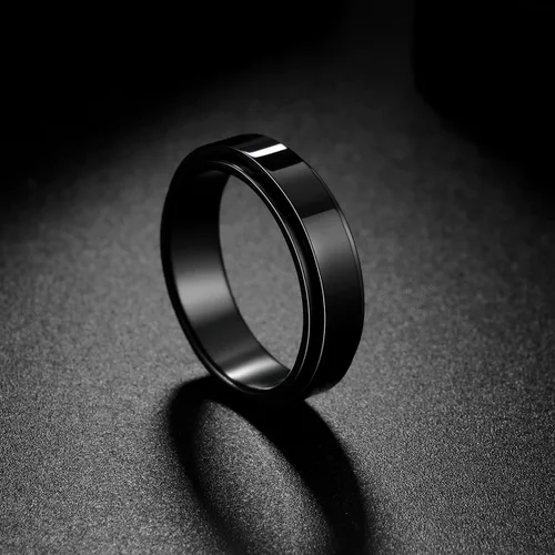 Miniatura 64 de Anillos giratorios para la ansiedad para hombre, anillos clásicos de cadena para mujeres y adultos, anillo de acero de titanio