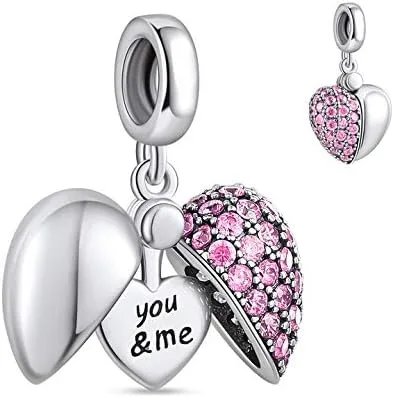 NINGAN Abalorio colgante con texto en inglés "I Love You" para mujeres, niñas, esposa, mamá, hija, amigas con circonia cúbica 5A para pulseras de
