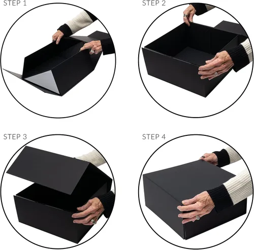 Miniatura 7 de Prime Line Packaging Cajas de regalo de Navidad, cajas de regalo navideñas con tapas para regalos, caja de regalo grande negra para envoltura