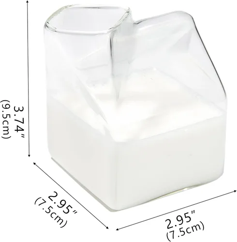 Miniatura 7 de Jarra de cartón de leche de vidrio lindo transparente Kawaii Milk Carton Cup Mini Creamer Jarra Contenedor de 12 onzas, 1 unidad