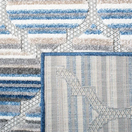 Miniatura 5 de SAFAVIEH Alfombra lavable para exteriores, colección Cabaña, 2'2" x 5', azul y gris, no desprende pelusa y fácil de limpiar, entrada puerta
