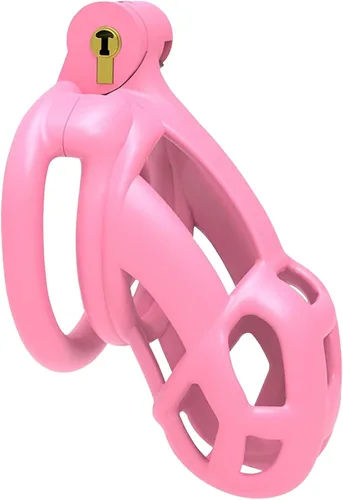 Jaula de castidad rosa 2.0 dispositivo de castidad masculina con 4 anillos de resina ligera jaula de castidad para hombre pene ejercicio de bondage