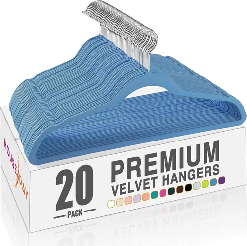 Miniatura 17 de HOUSE DAY - Perchas de terciopelo negro de 60 unidades, antideslizantes, resistentes, para abrigos, perchas premium delgadas que ahorran espacio