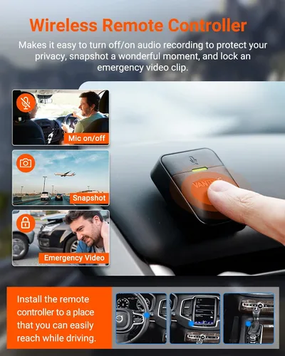 Miniatura 8 de Vantrue Cámara de tablero E2 delantera y trasera, cámara trasera de 2.7 K, STARVIS dual, cámara de tablero de 2.7K + 2.7K para automóviles, control