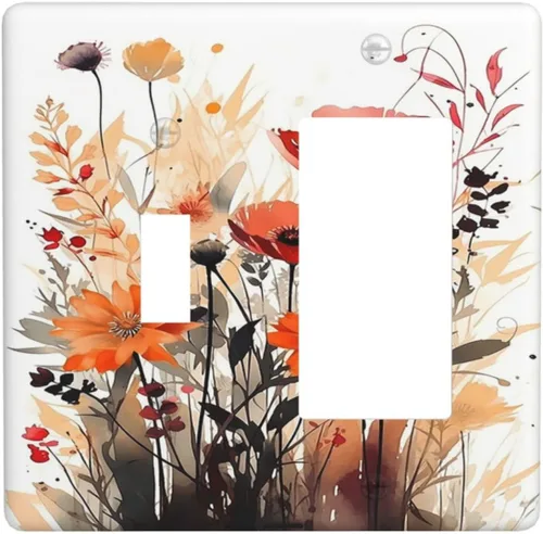 Miniatura 73 de Cubiertas Decorativas de Tomacorrientes Estilo Gótico Cuervo Flores Púrpuras 1 Gang Interruptor de Luz Simple Basculante Placa Cubierta Placas