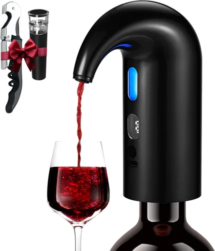 Miniatura 9 de BLUBYEES Aireador eléctrico de vino, máquina dispensadora de vino portátil de un solo botón y decantador de vino, filtro automático