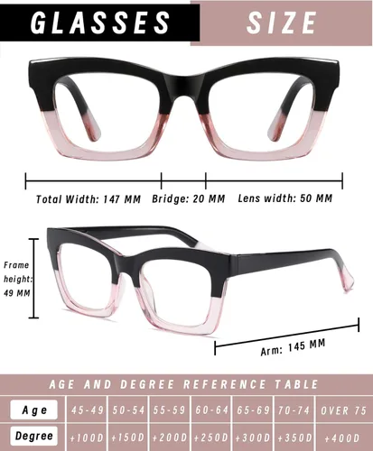 Miniatura 3 de Hubeye Oprah Style - Lentes de lectura para mujeres y hombres, bloqueo de luz azul, para computadora con bisagra de resorte Negro+negro rosa+rosa