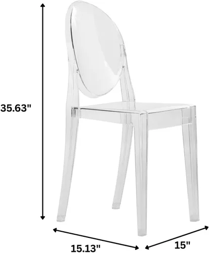 Miniatura 3 de Marion - Silla de comedor de acrílico transparente, juego de 2