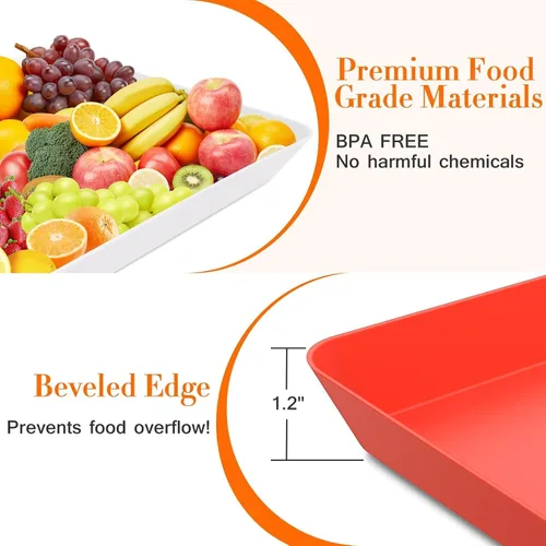 Miniatura 3 de WOWBOX 4 bandejas de servir para entretenimiento, platos para servir aperitivos, frutas, galletas, postres, bandejas de plástico reutilizables