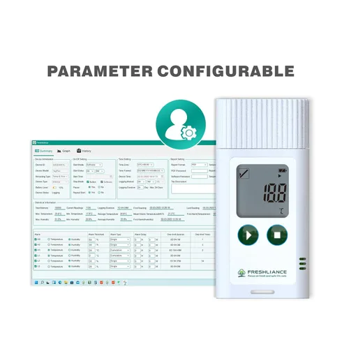 Miniatura 2 de Registrador de datos de temperatura USB Freshliance, termómetro digital LCD configurable para refrigerador con informe PDF o CSV, monitor