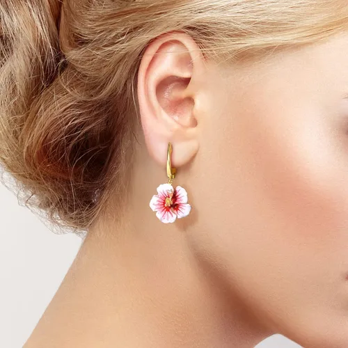Miniatura 5 de Santuzza - Pendientes de plata de ley con flores esmaltadas y gemas de plata esterlina
