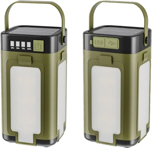 Miniatura 8 de Linterna solar LED para camping, portátil, IPX4, impermeable, recargable, con carga solar de 2000 mAh e indicador de potencia LED, linterna con 6