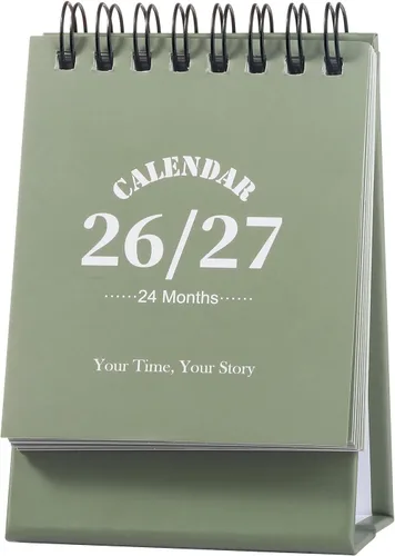 Calendario de escritorio 2026-2027, calendario de 2 años desde enero de 2026 hasta diciembre de 2027, planificador mensual de mesa con calcomanías